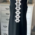 J Howard Black Shift Dress White Embroidered Lace Womens Holiday Party Office 12 Photo 11