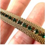 Gold tone green rhinestone choker necklace Photo 6