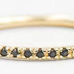 Boutique NEW Dainty 14k Gold Plated S925 Ring Black Melee Stackable Minimalist Band Sz 8 Photo 0