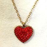 Minimalist 18k Gold Plated Steel Red Crystal Heart Pendant with Chain New Photo 2