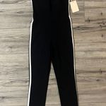 NWT Wilo The Label Ribbed Jumpsuit Black Skinny White Stripe One Piece Womens XS Photo 0