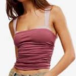 Free People  2 Tone Cropped Tank in Wild Ginger Combo Cotton Sz Medium Photo 2