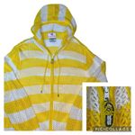 Quacker Factory  Swimsuit Cover Up Crochet Sweater White Yellow Stripe Knit Sz 3X Photo 1