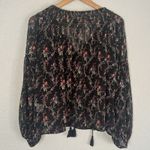 Vintage Ralph Lauren Denim & Supply Sheer Boho Peasant Top Black Floral Tassels Photo 5