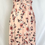 Three Pink Hearts  Dress Womens XS Floral‎ Print Maxi Pink High Low Hem Ruched Photo 0