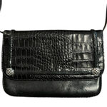 Brighton Black Crocodile-Embossed and Braided Leather Accents Crossbody Photo 0