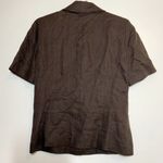 Ellen Tracy  Blouse 100% Linen Button Up Collared Short Sleeve Brown 8 Photo 5