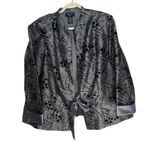 R & M Richards  Womens 24W Silver Black Paisley Brocade Jacket Tie Front 3/4 Sleeve Photo 5
