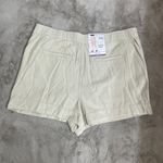 Joie NWT  Shorts Women's XXL Beige Rainy Day Pleated High Rise Cotton Linen Blend Photo 9