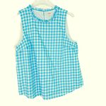J.Crew Factory High-Neck Swing Top Sleeveless Blue Gingham Size Medium M Photo 2