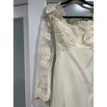 Vintage Priscilla of Boston Wedding Dress Gown Lace Sleeves Bridal needs dye Tan Photo 7