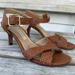 Diane Von Furstenberg  Brown Leather Woven‎ Dressy Strappy Heels Sandals Size 7 Photo 0