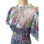 NWT Celia B Wanderer Silver Sequin Floral Mini Dress Size Small Photo 3