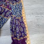 Say What? VTG Say What? Boho Sheer Peasant Blouse Purple Paisley Print Ruffle Neck Size L Photo 6