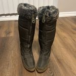 Juicy Couture Faux Fur Lined Knee High Platform Wedge boots Full Zip Green SZ 8 Photo 2