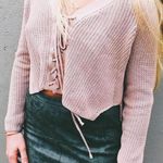 LF Lace Up Cropped Sweater Photo 0