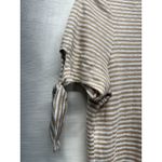 Tommy Bahama  Womens 100% Linen‎ Top XS Yellow White Striped Tie Sleeve Pullover Photo 2