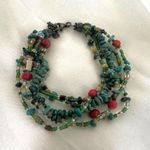 Peyote Bird sterling silver turquoise and coral multi strand bracelet Blue Photo 4