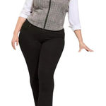 Torrid Studio Black Double Knit Jacquard Square Neck Zip Front Corset Top 3X Photo 0