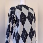 Vintage ‘90s Joyce Black & Silver Sparkle Argyle Print Sweater Photo 10