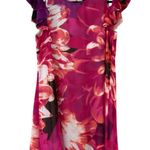 Kensie y2K Bold Orange, Pink Floral Chiffon Ruffle Sleeve Dress, Flowy Fit sz 8 Photo 0