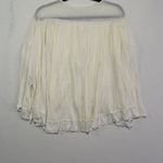 Free People  Ivory Waffle Knit Henley Ruffle Hem Long Sleeve Top XS Flowy Photo 1