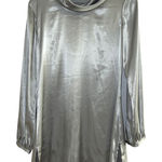 Chico's ‎ Size 0 (Small) Silver Cowl Neck Long Sleeve Mini Dress Party holiday nye Photo 0