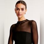 Abercrombie & Fitch Abercrombie Black Mesh Mock Neck Long Sleeve Bodysuit NWT Size Large Photo 7