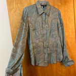 Lafayette 148  New York Button Up Short Muted Paisley Silk Long Sleeve Blouse 6 Photo 4