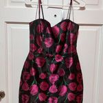 Lulus Pretty Blooms Black Floral Jacquard Sleeveless Mini Dress Size Large Photo 3