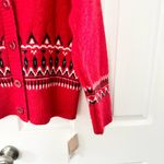 Silvian Heach NWT Red Haute Holiday Fair Isle Button Cardigan XS Wool Blend Photo 4