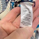 En Crême En Crème Cream & Blue Argyle Knit Sweater Balloon Sleeves Womens M Chunky Fall Photo 6