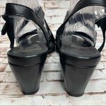 Dana Davis Italian Leather Crisscross Wedge Heels Casual Sandals [size 9.5 B] Black Photo 2