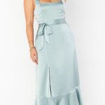 Show Me Your Mumu  Claire Midi Dress in Silver Sage Luxe Satin M NWT Photo 4
