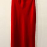 ZARA Classic Flowy A-Line Hi-Rise Satin Midi Skirt Bright Red Women's Size Small Photo 2