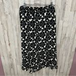 Max Studio Black Floral Semi Sheer Faux Wrap High Low Midi Skirt Ruffle Photo 3