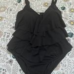 Avenue Women's Plus Size V Tiered One Piece Swimwear Black Photo 1