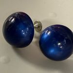 Vintage Screw back Blue Glass Dome Earrings Women Accessory Classic Work Casual Photo 5