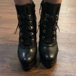 Stuart Weitzman Black Leather Combat Heeled Boots Photo 10