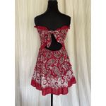 Sea New York Red Theodora Paisley Scarf Pattern Strapless Mini Dress Size Small Photo 2