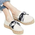 Loeffler Randall  Rowen Canvas Gingham Bow Cream Espadrille Platform Size‎ 38 Photo 0