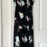 Evan Picone Black Floral 90s V Neck Flutter Sleeve Midi Sun Dress 10P Lined Photo 11
