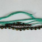 Aerie Green Braided Multistrand Bronze Beaded Bracelet Photo 0