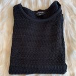 Bebe  Black Cut Out Shoulder Long Sleeve Sweater with Silver Metallic Yarn Size M Photo 8