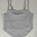 Gray Grey Solid Fitted Zipper Tank Crop Top Shirt Blouse Size M 🩶 Size M Photo 0