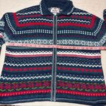 Tiara International vintage Y2K stripes hearts snowflake zip up knit sweater XL Photo 9