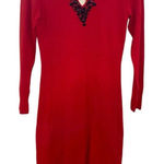 Melrose Chic NWT New York Red sweater dress beaded keyhole chest crew neck mediu Size M Photo 0
