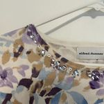 Alfred Dunner White Tan Blue Lilac Purple Floral Embellished 3/4 Sleeve Sweater Photo 3