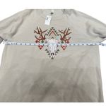 Bella Canvas  Womens Graphic Sweatshirt Long‎ Sleeve Bull Skull Beige L Christmas Photo 2