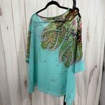 Allegra K Women’s Large Blue Patterned Floral Blouse Top Career Flowy Office Photo 3